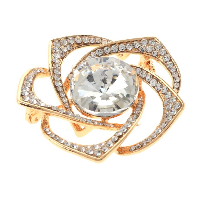 Medium Size Crystal Rose Brooch