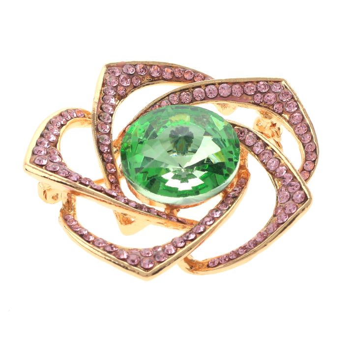 Medium Size Crystal Rose Brooch