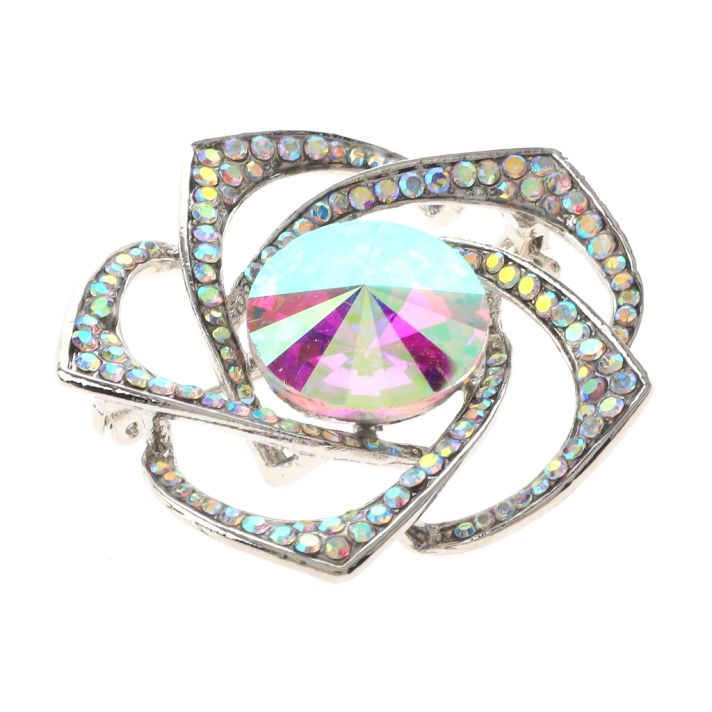 Medium Size Crystal Rose Brooch