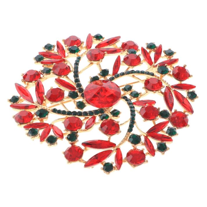 Large Crystal Flower Brooch