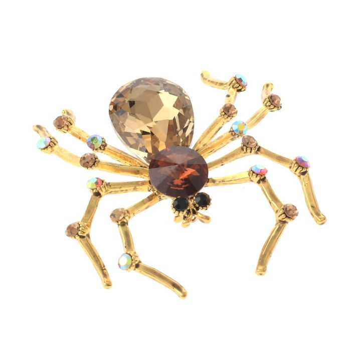 Large Crystal Spider Brooch  
