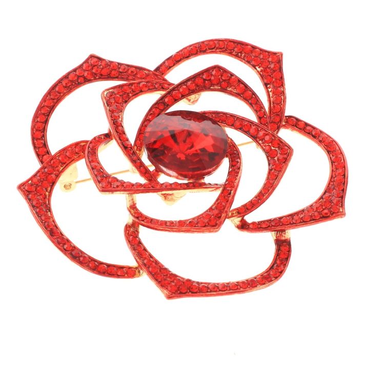 Large Crystal Rose Brooch