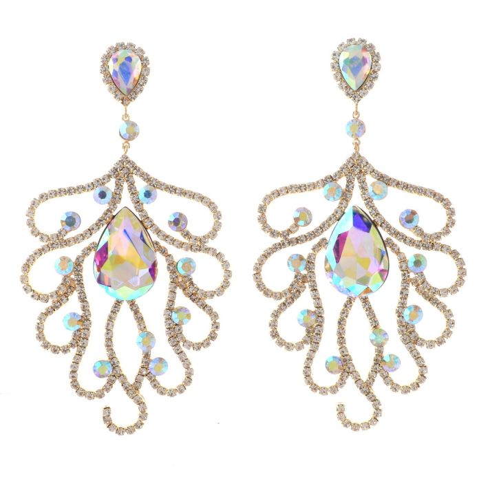 Large Crystal Post Earrings