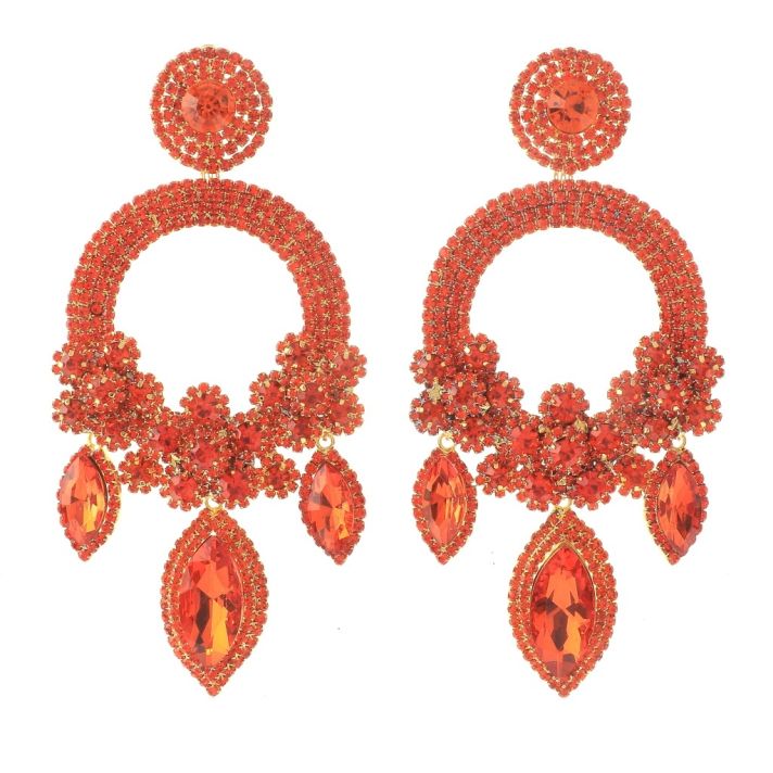 Large Rhinestone Chandelier Earrings