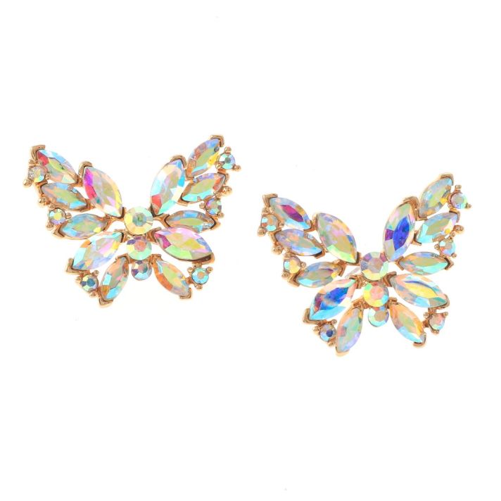 Crystal Post Butterfly Earrings