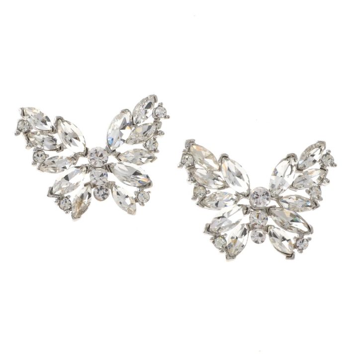 Crystal Post Butterfly Earrings