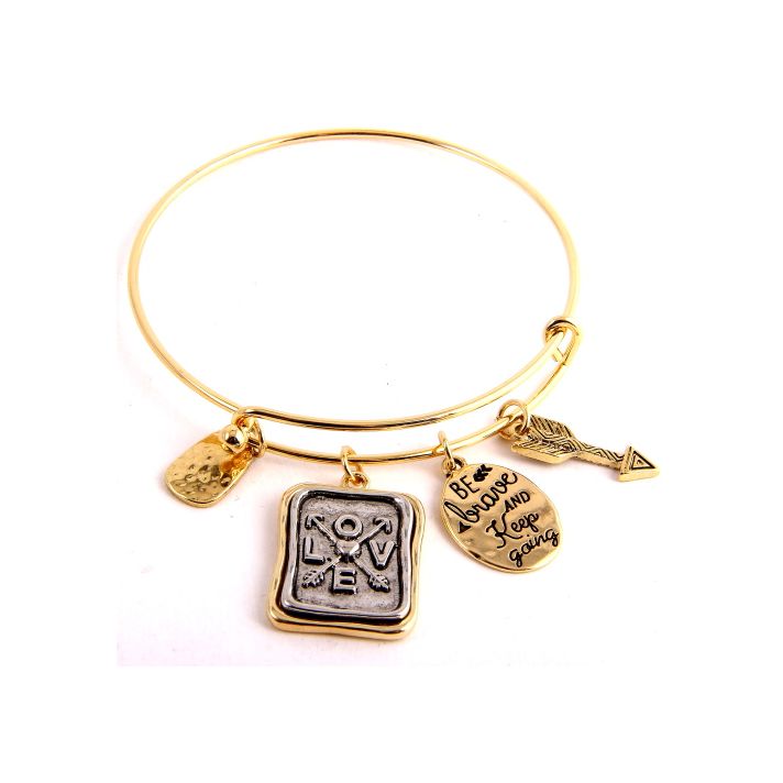 "Be brave and keep going " LOVE charm bracelet 