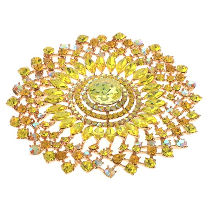 Large Crystal Flower Brooch