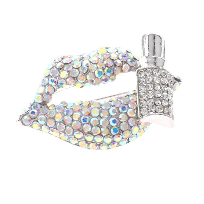 Crystal Lips Brooch