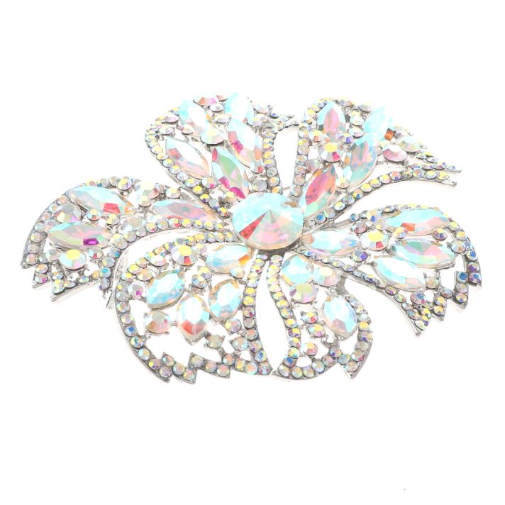 Large Crystal Flower Brooch