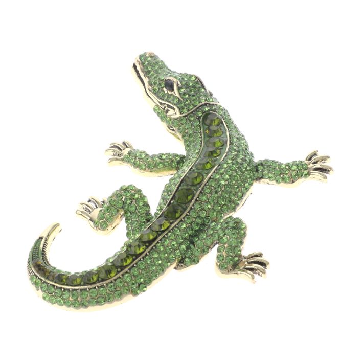 Large Alligator Rhinestone Brooch