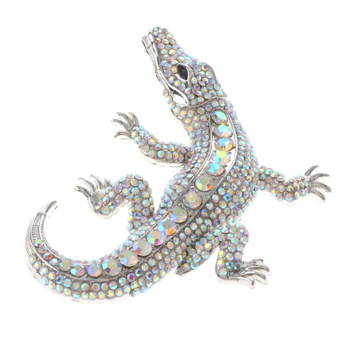 Large Alligator Rhinestone Brooch