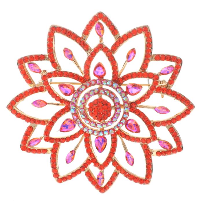Large Crystal Flower Brooch