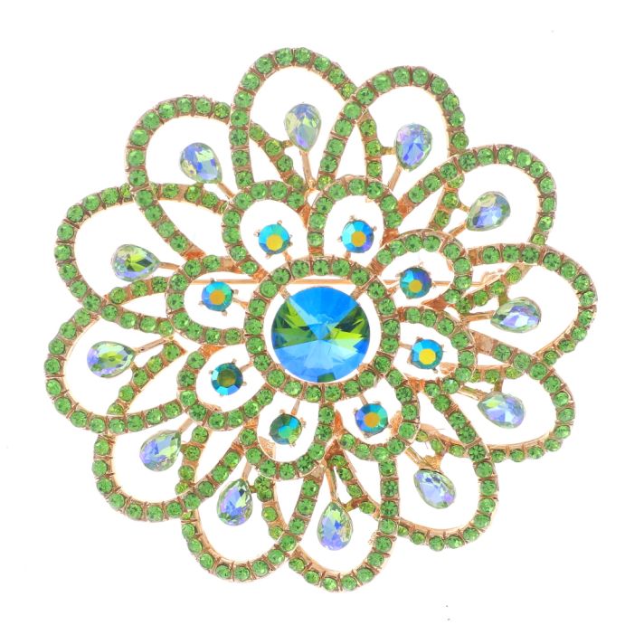 Large Crystal Flower Brooch