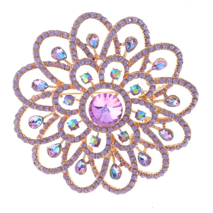 Large Crystal Flower Brooch