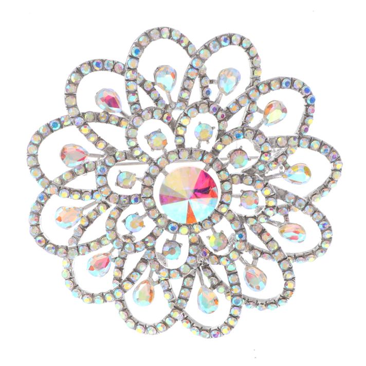Large Crystal Flower Brooch