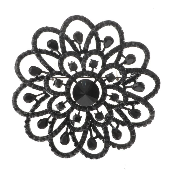 Large Crystal Flower Brooch