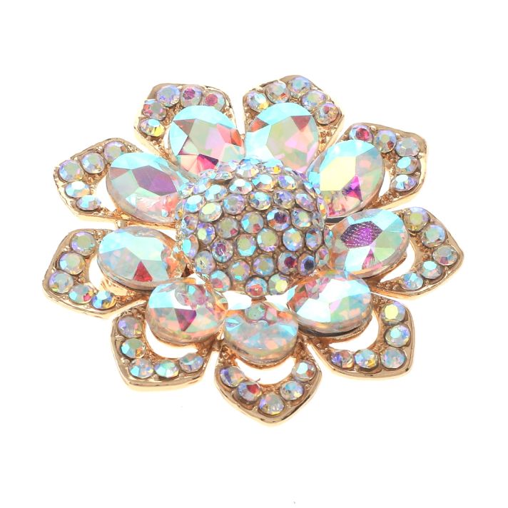 Medium Crystal Flower Brooch