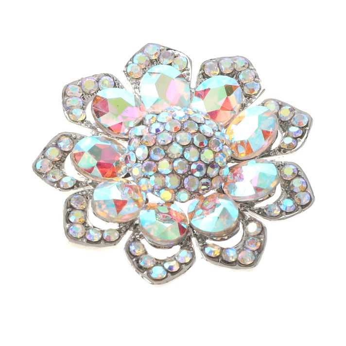 Medium Crystal Flower Brooch