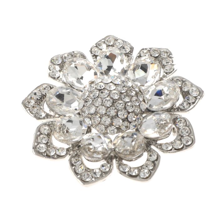 Medium Crystal Flower Brooch