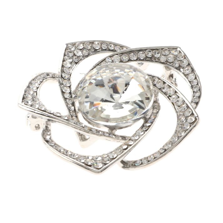 Medium Size Crystal Rose Brooch