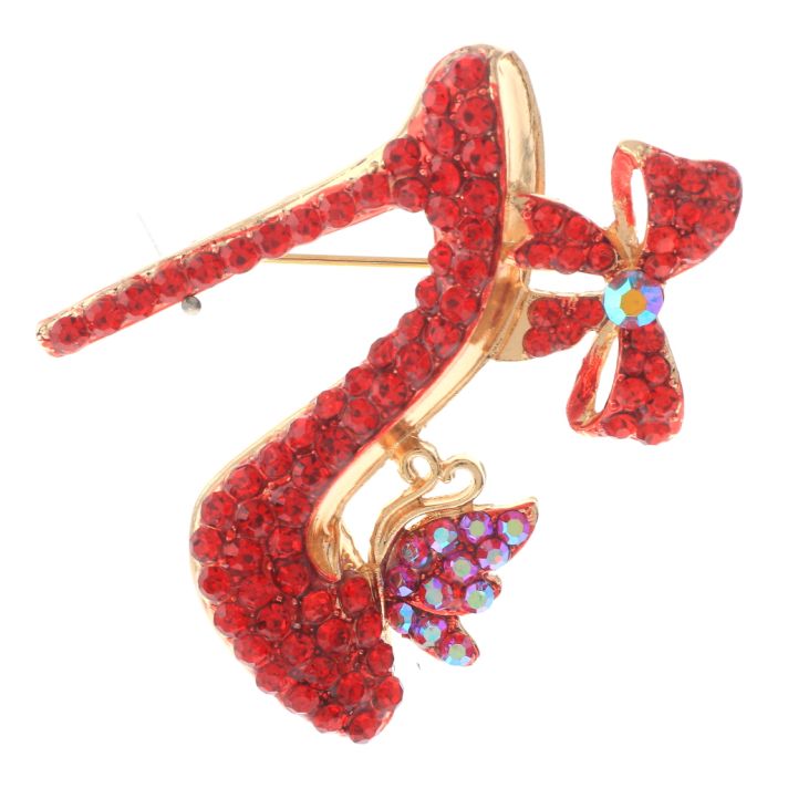 Crystal High Heel Shoe Brooch