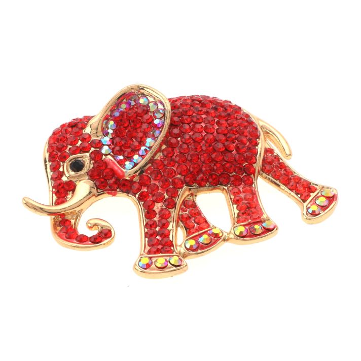 Large Crystal Elephant Brooch