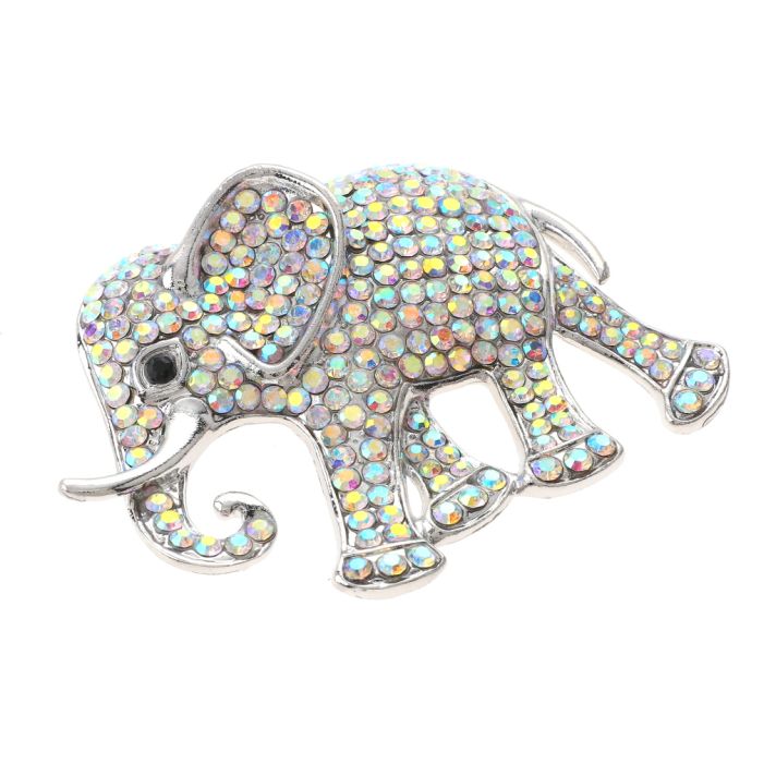 Large Crystal Elephant Brooch