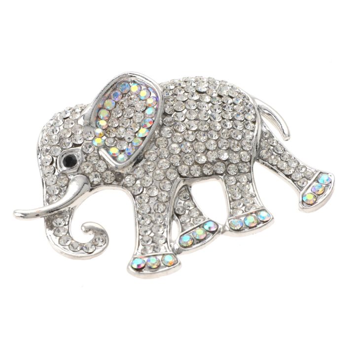 Large Crystal Elephant Brooch