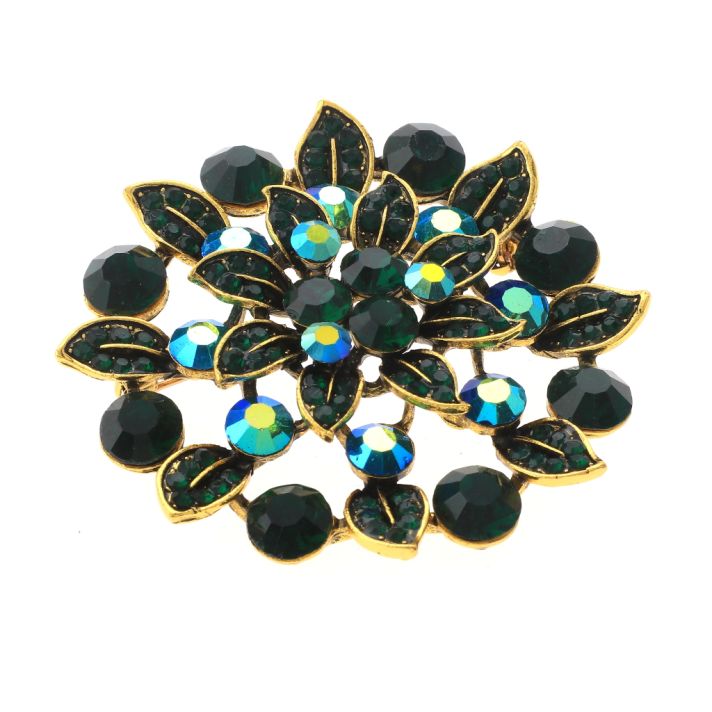 Large Crystal Flower Brooch