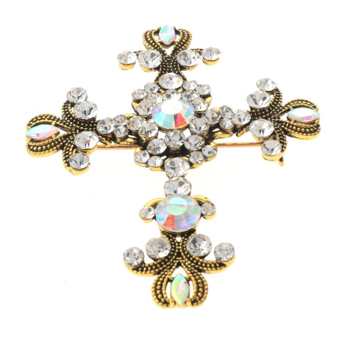 Crystal Cross Brooch