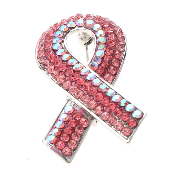 Crystal Pink Ribbon Brooch