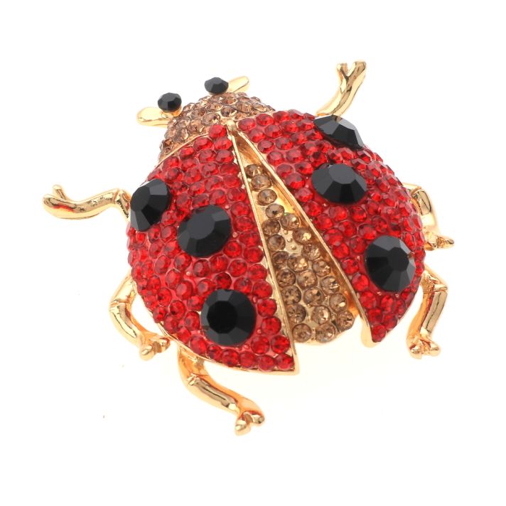 Large Crystal Lady Bug Brooch  