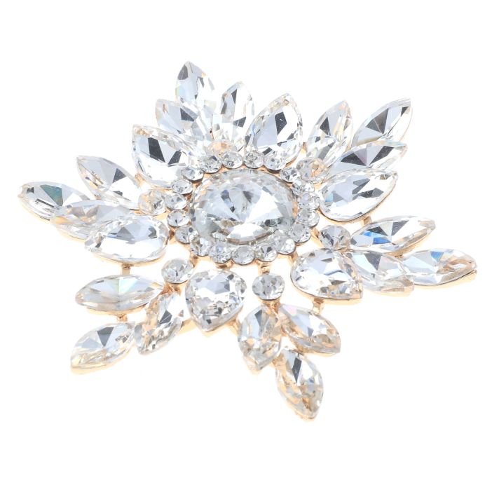 Large Crystal Flower Brooch