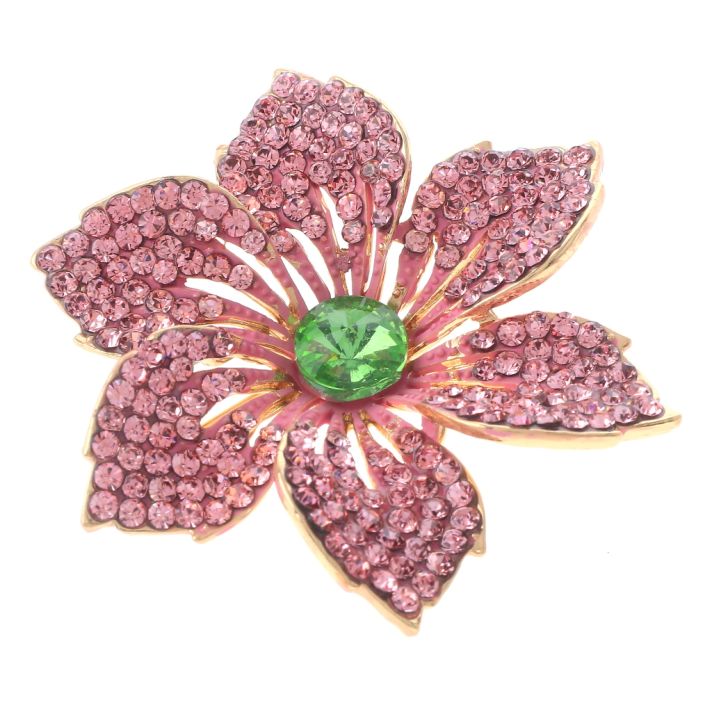 Crystal Rhinestone Flower Brooch