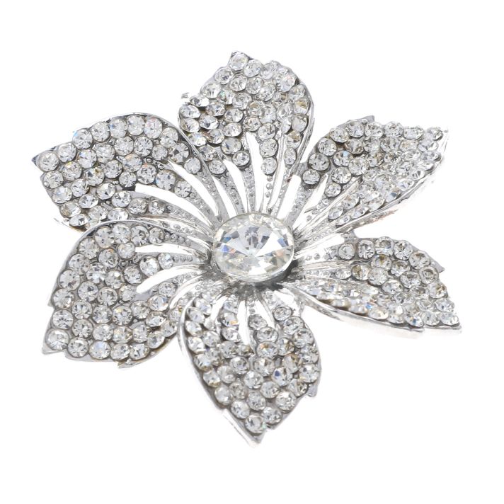 Crystal Rhinestone Flower Brooch