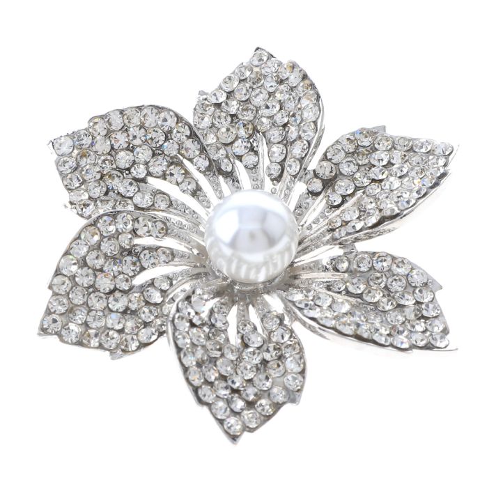 Crystal Rhinestone Flower Brooch