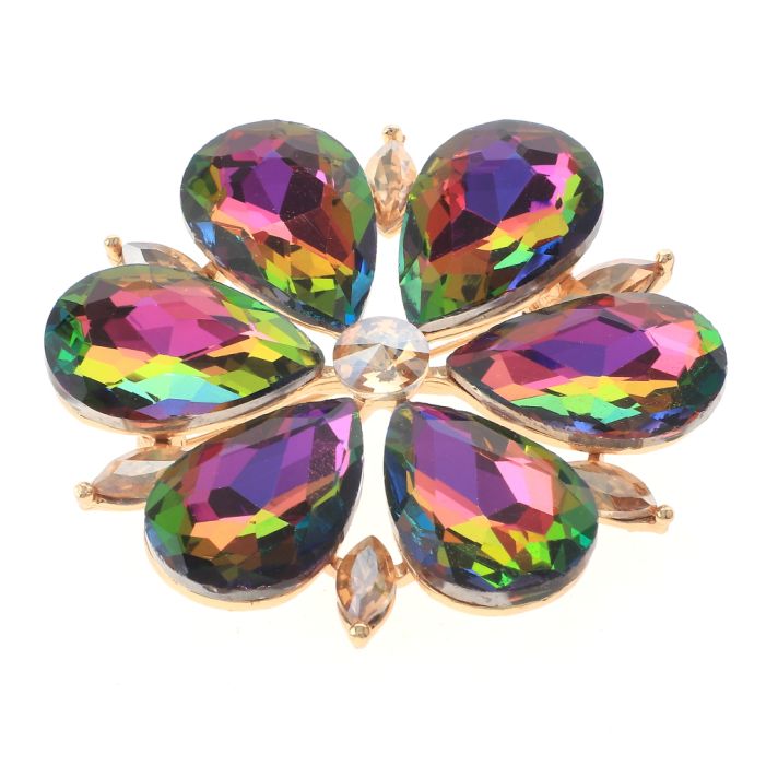 Large Crystal Flower Brooch