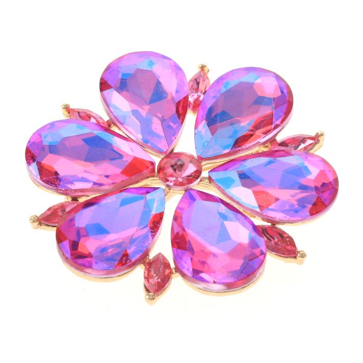 Large Crystal Flower Brooch