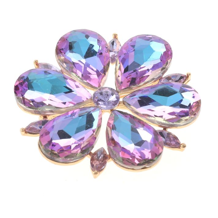 Large Crystal Flower Brooch