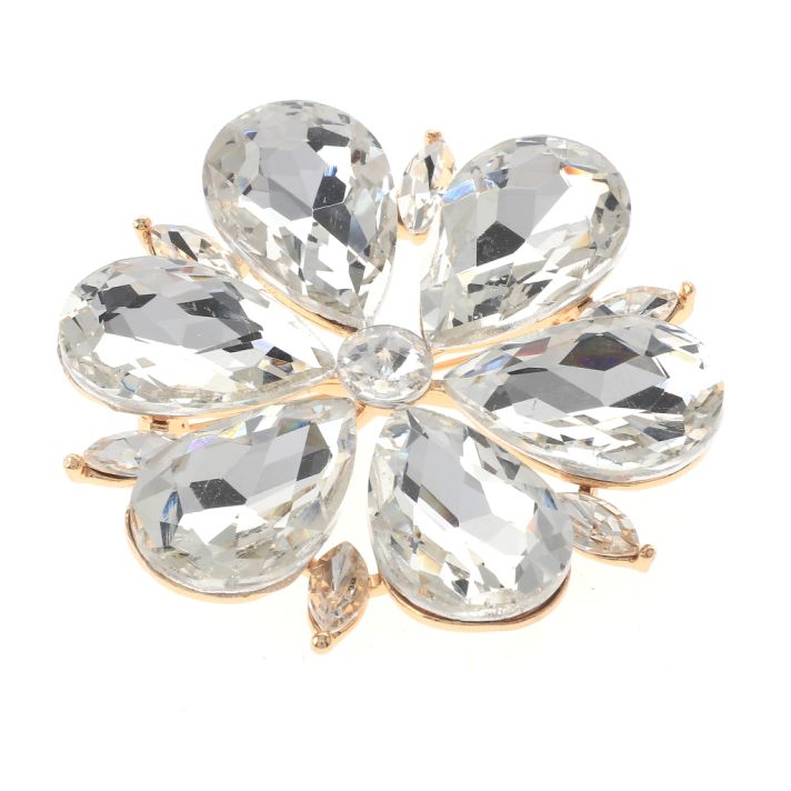 Large Crystal Flower Brooch