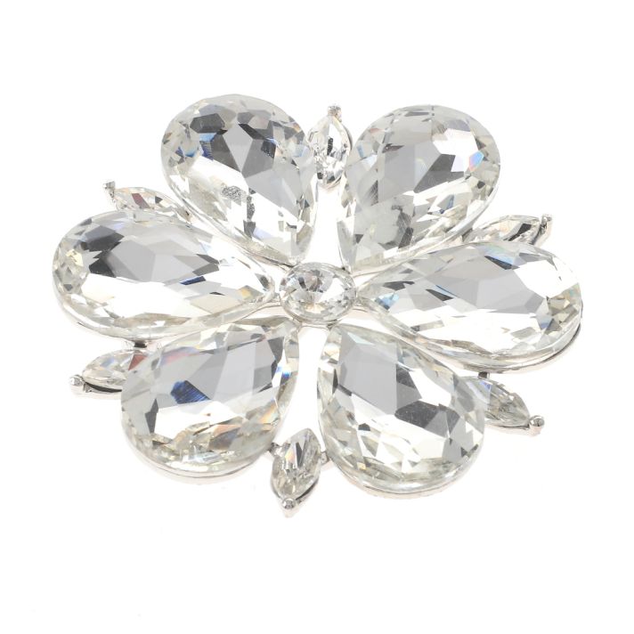 Large Crystal Flower Brooch