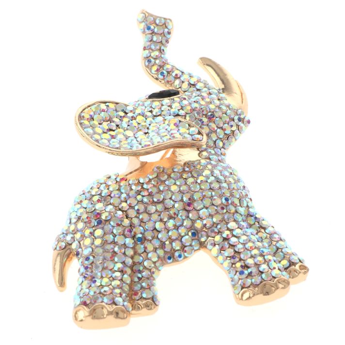 Large Crystal Elephant Brooch