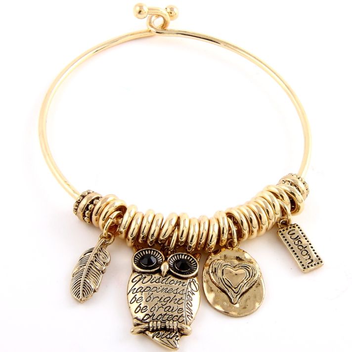 Owl Pave Charm Bracelet 