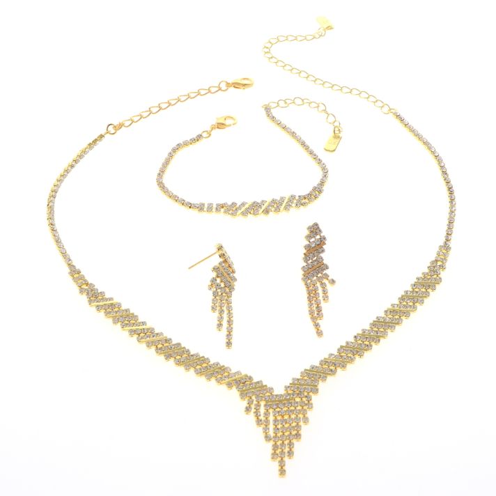 Rhinestone Necklace Bracelet Set 