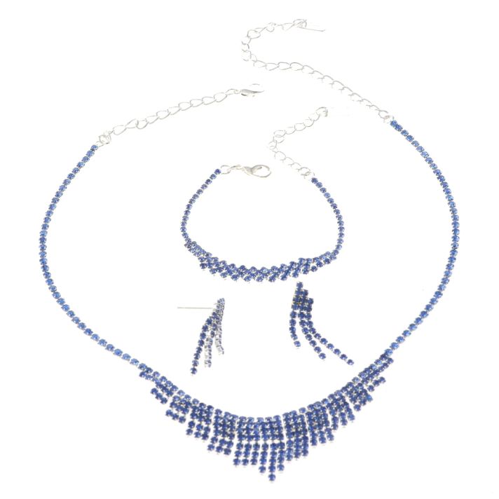 Rhinestone Necklace Bracelet Set 