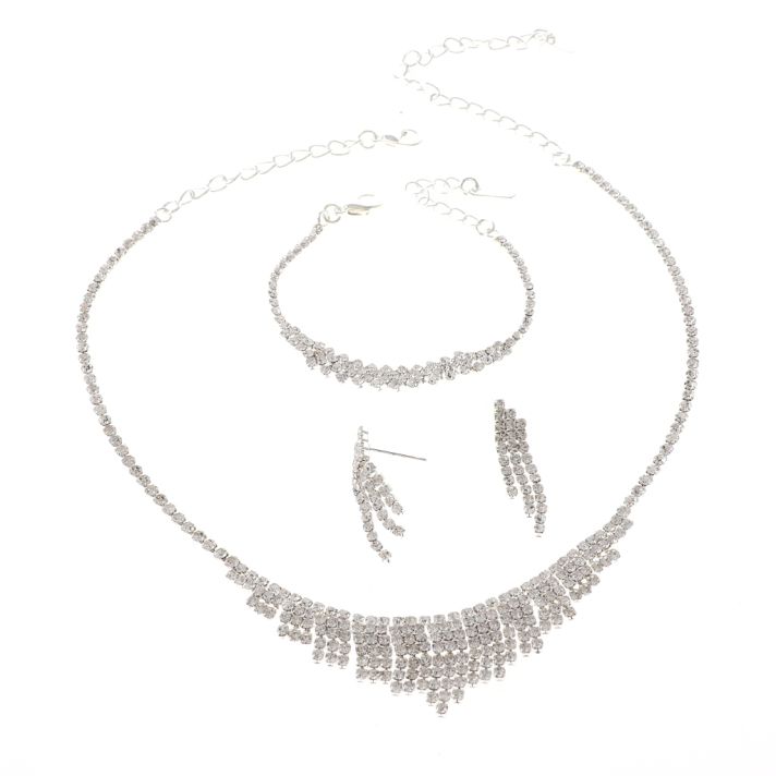 Rhinestone Necklace Bracelet Set 
