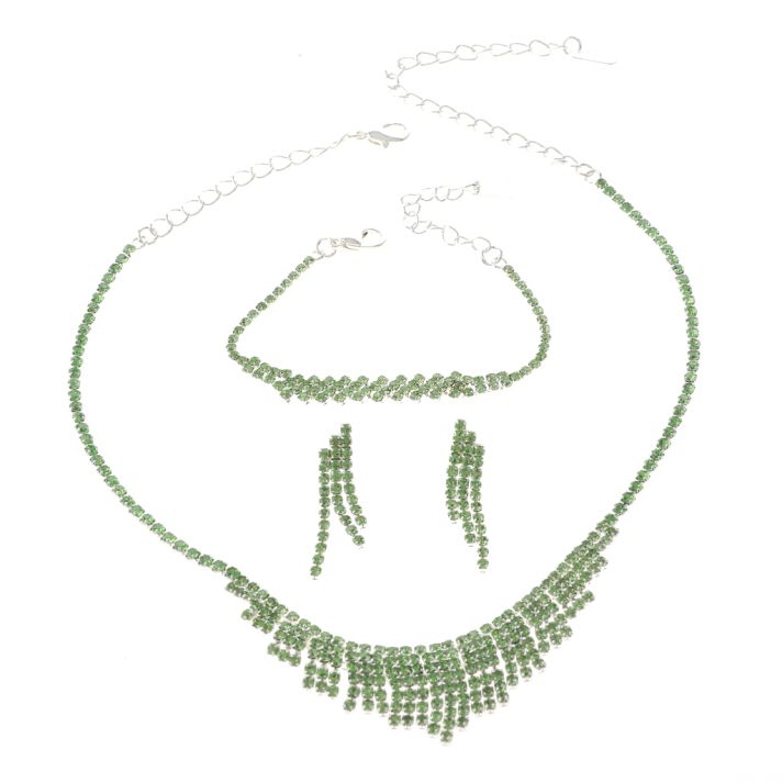 Rhinestone Necklace Bracelet Set 