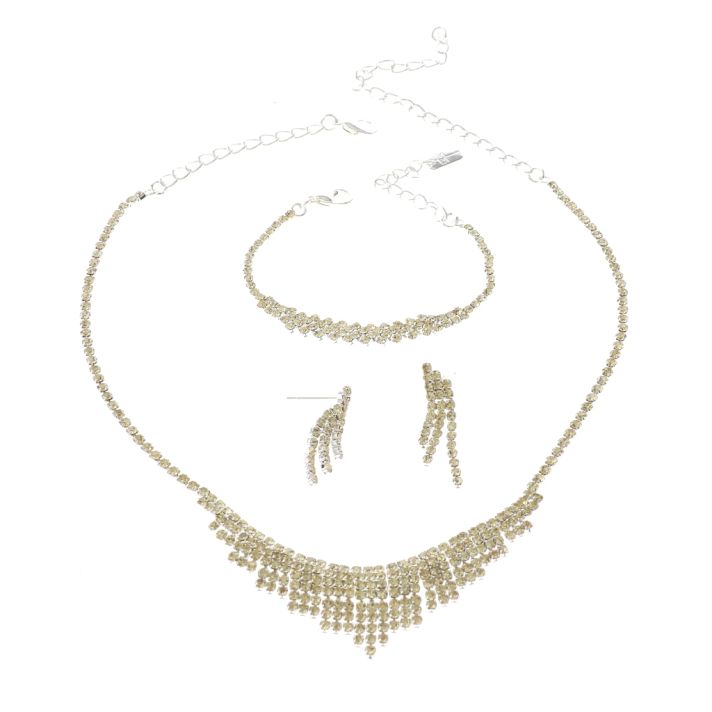 Rhinestone Necklace Bracelet Set 