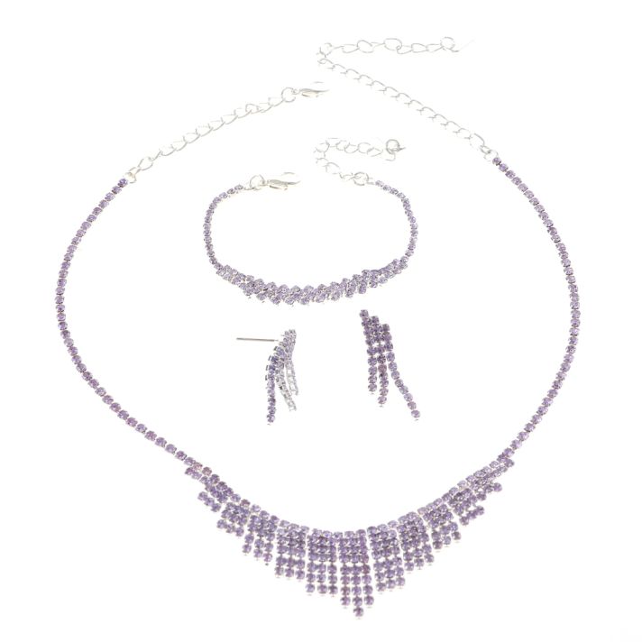 Rhinestone Necklace Bracelet Set 